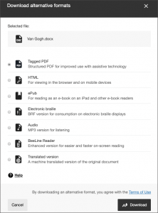 Alternative Formats screenshot