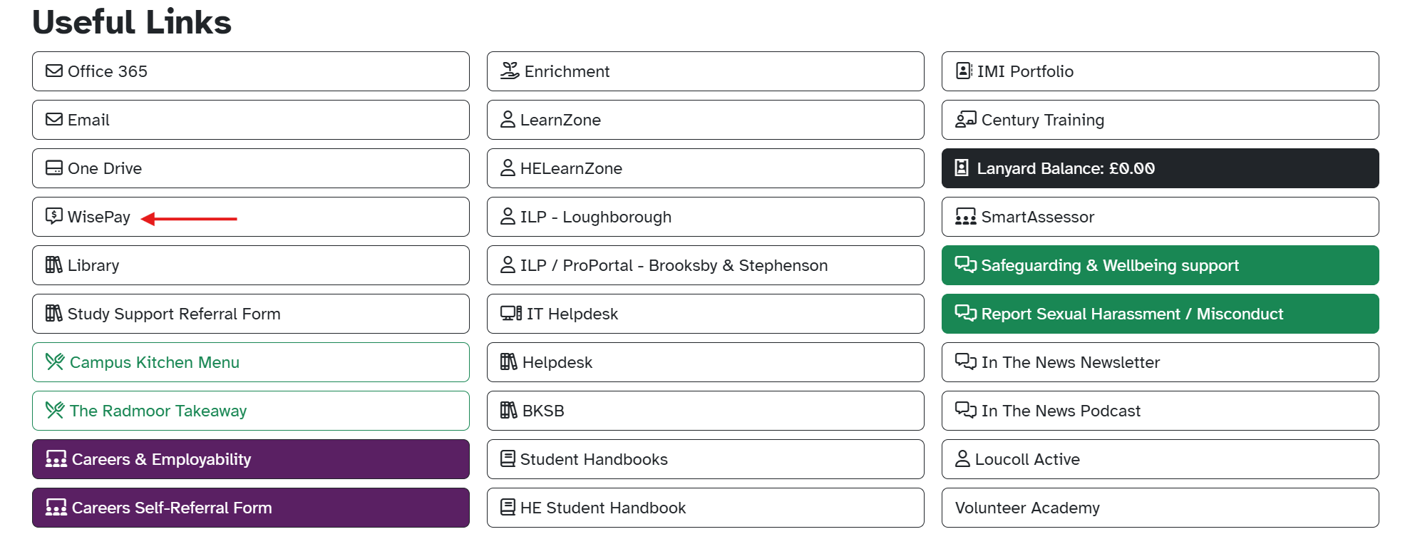 Useful Links Student Dashboard Student Dashboard Useful Links