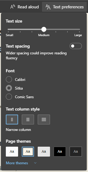 Immersive Reader Text Preferences in Edge Immersive Reader Text Preferences in Edge