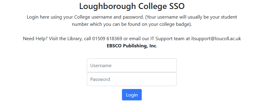 a screenshot if the Loughborough college group SSO authentication page