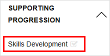 Screenshot of the 'Skills Development' option within the 'Supporting Progression' drop-down menu.