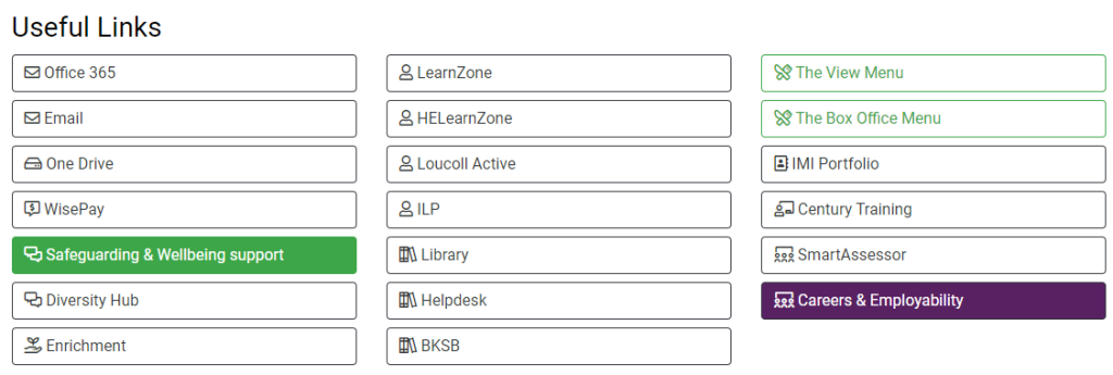 Student Dashboard Useful Links