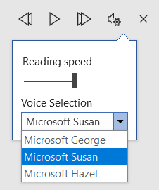 Read Aloud settings including reading speed and voice selection